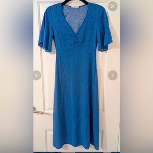Mango Blue Short Sleeve Dress Size 2